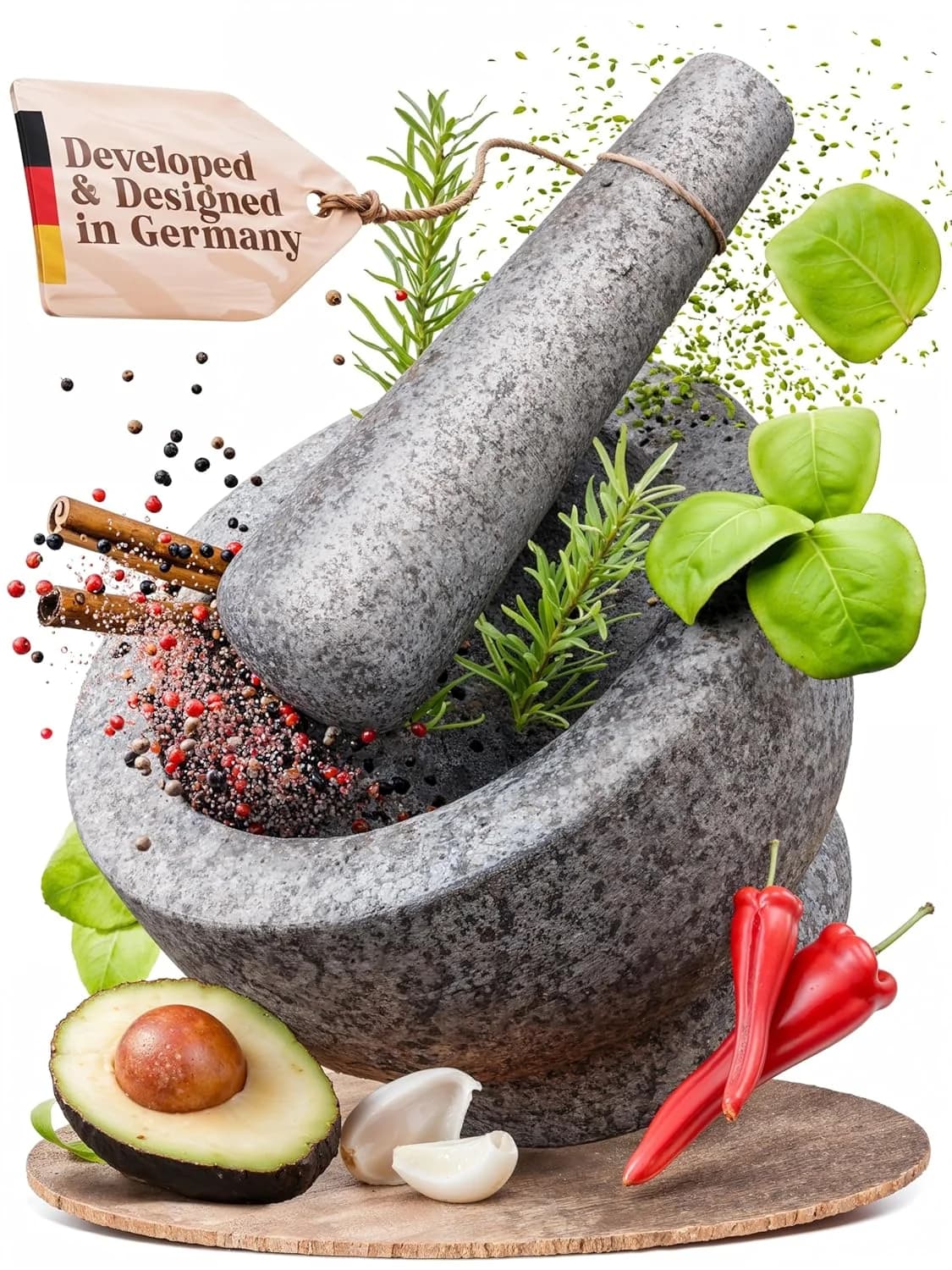 ChefSofi Granite Mortar and Pestle - Thai Style